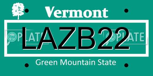 LAZB22 Vermont License Plate