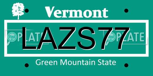 LAZS77 Vermont License Plate