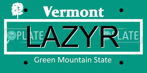 LAZYR Vermont License Plate