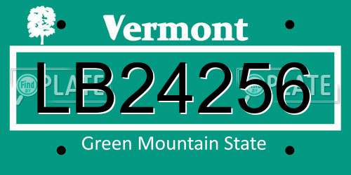 LB24256 Vermont License Plate