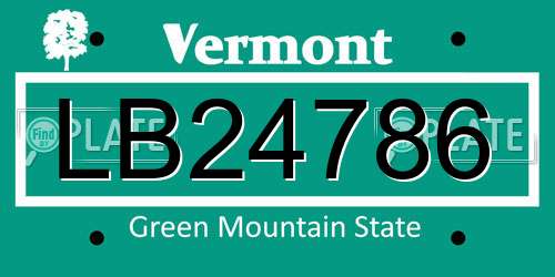 LB24786 Vermont License Plate