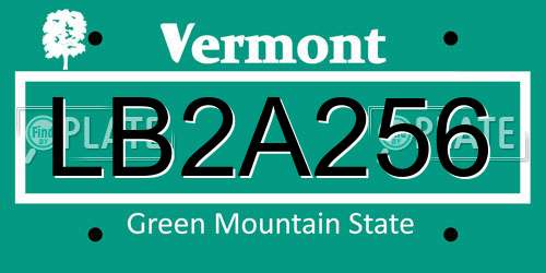 LB2A256 Vermont License Plate