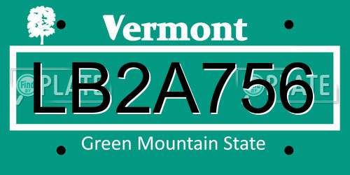 LB2A756 Vermont License Plate
