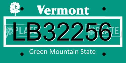 LB32256 Vermont License Plate
