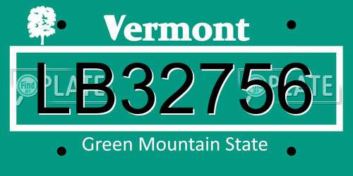 LB32756 Vermont License Plate
