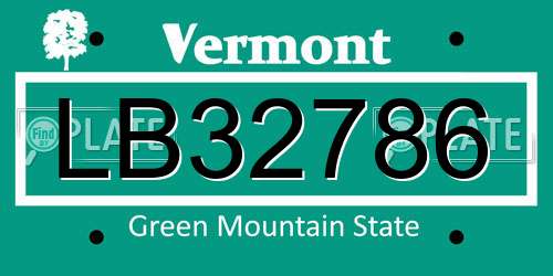 LB32786 Vermont License Plate