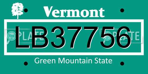 LB37756 Vermont License Plate