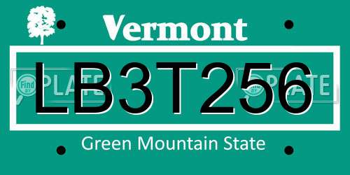 LB3T256 Vermont License Plate