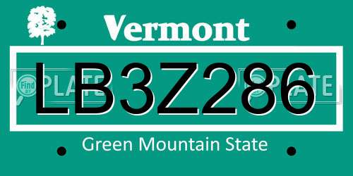 LB3Z286 Vermont License Plate