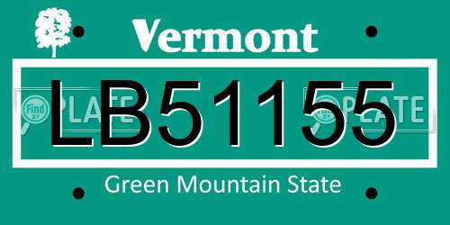 LB51155 Vermont License Plate