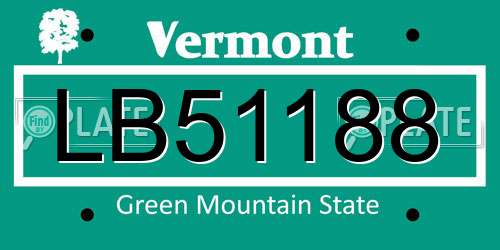 LB51188 Vermont License Plate