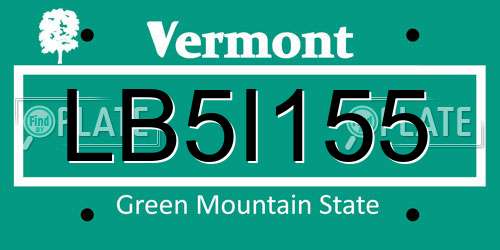 LB5I155 Vermont License Plate