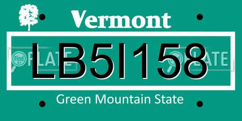 LB5I158 Vermont License Plate