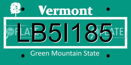 LB5I185 Vermont License Plate