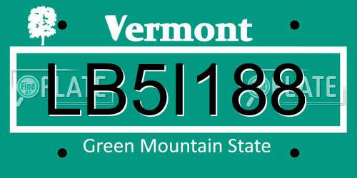 LB5I188 Vermont License Plate