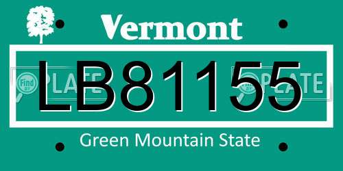 LB81155 Vermont License Plate