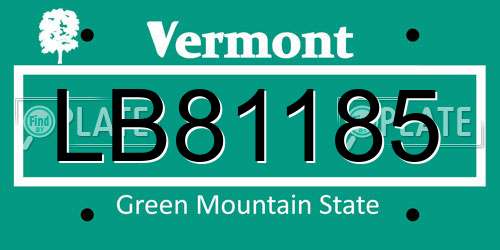 LB81185 Vermont License Plate