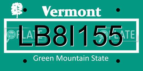 LB8I155 Vermont License Plate