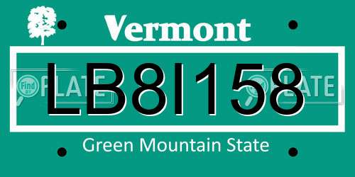LB8I158 Vermont License Plate