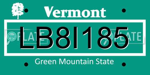 LB8I185 Vermont License Plate