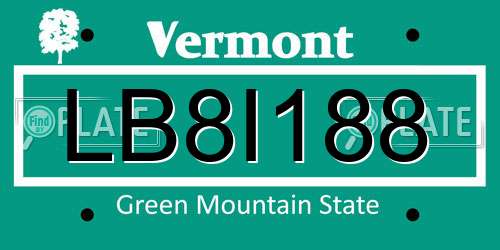 LB8I188 Vermont License Plate