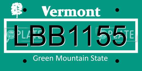 LBB1155 Vermont License Plate
