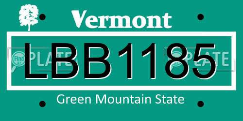 LBB1185 Vermont License Plate