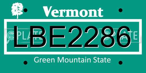 LBE2286 Vermont License Plate