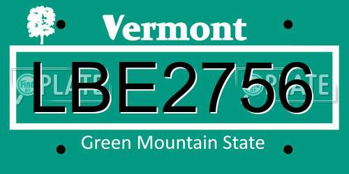 LBE2756 Vermont License Plate