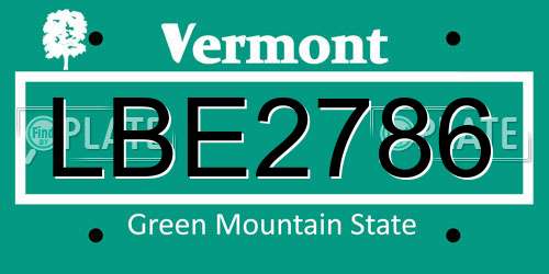 LBE2786 Vermont License Plate