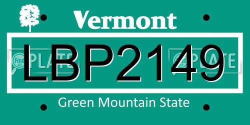 LBP2149 Vermont License Plate