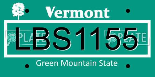 LBS1155 Vermont License Plate