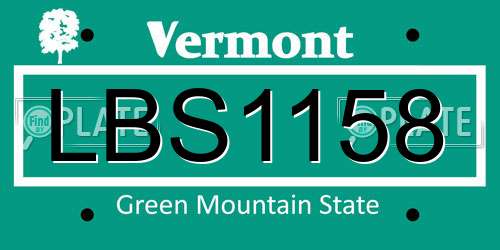 LBS1158 Vermont License Plate