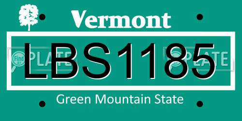 LBS1185 Vermont License Plate