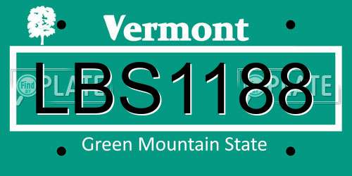 LBS1188 Vermont License Plate