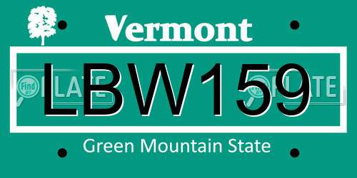 LBW159 Vermont License Plate