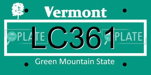 LC361 Vermont License Plate
