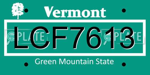 LCF7613 Vermont License Plate