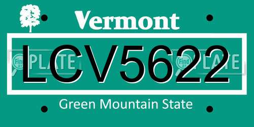 LCV5622 Vermont License Plate