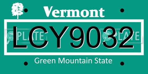 LCY9032 Vermont License Plate