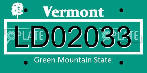 LD02033 Vermont License Plate