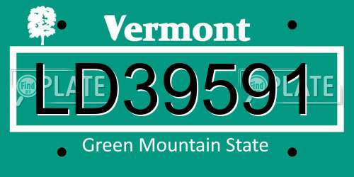 LD39591 Vermont License Plate