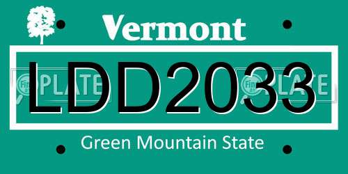 LDD2033 Vermont License Plate