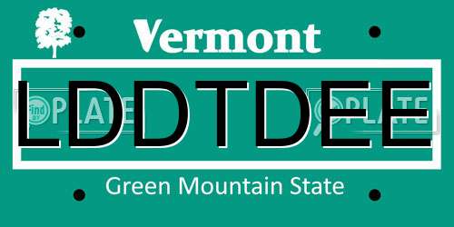 LDDTDEE Vermont License Plate