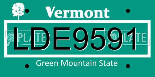 LDE9591 Vermont License Plate