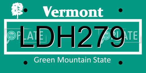 LDH279 Vermont License Plate
