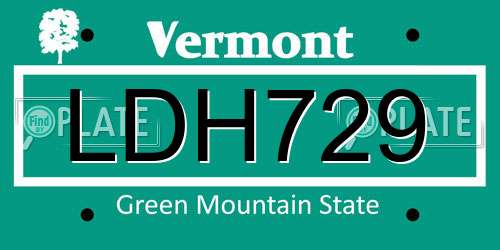 LDH729 Vermont License Plate