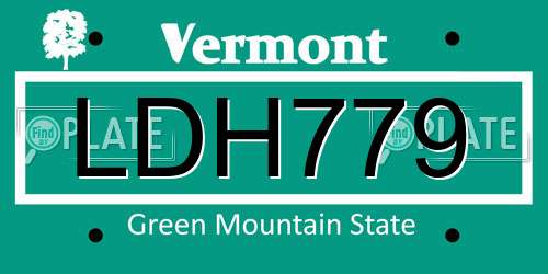 LDH779 Vermont License Plate