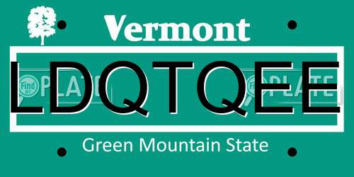 LDQTQEE Vermont License Plate
