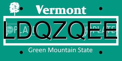 LDQZQEE Vermont License Plate